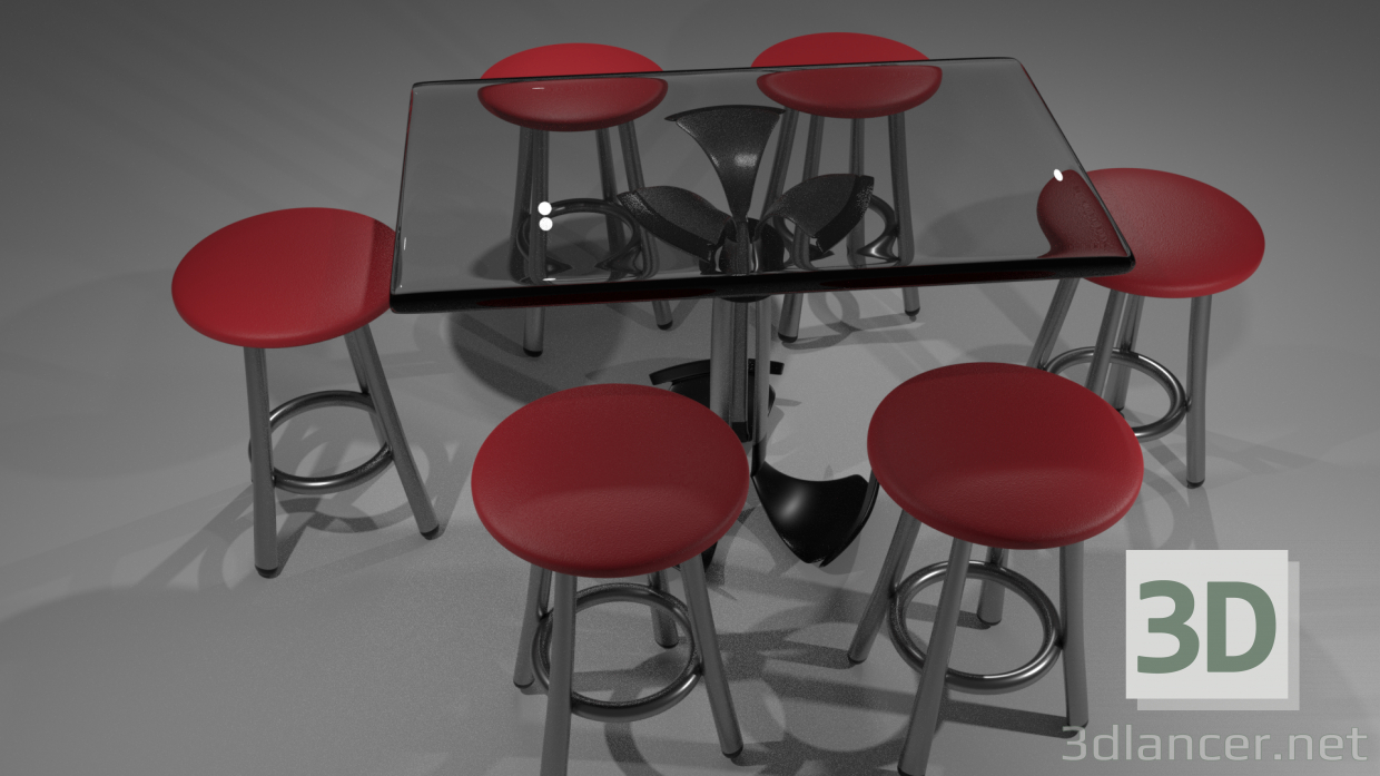 Tabel and Chairs - Mesa y sillas 3D modelo Compro - render