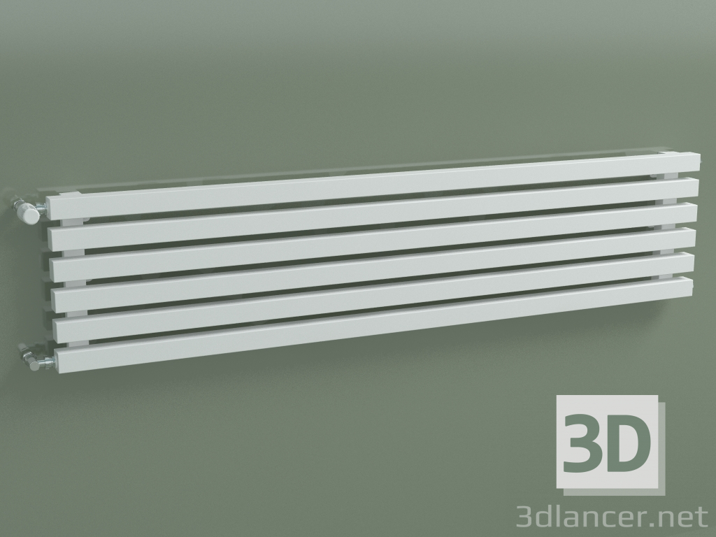 modello 3D Radiatore orizzontale RETTA (6 sezioni 1500 mm 40x40, bianco opaco) - anteprima