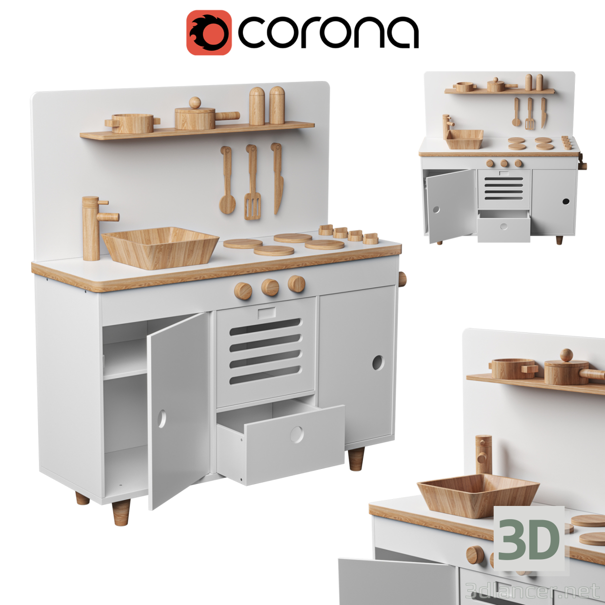 La cocina de juguete 3D modelo Compro - render