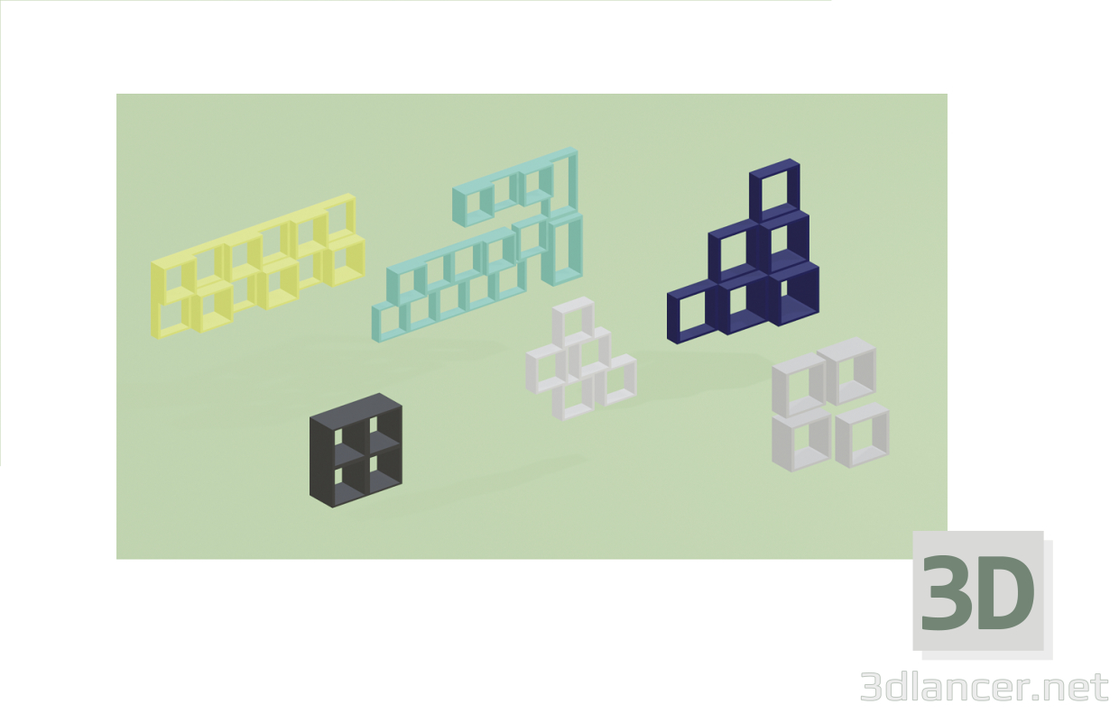 Set mit 6 modernen kubischen Regalen (modernes Regal) 3D-Modell kaufen - Rendern