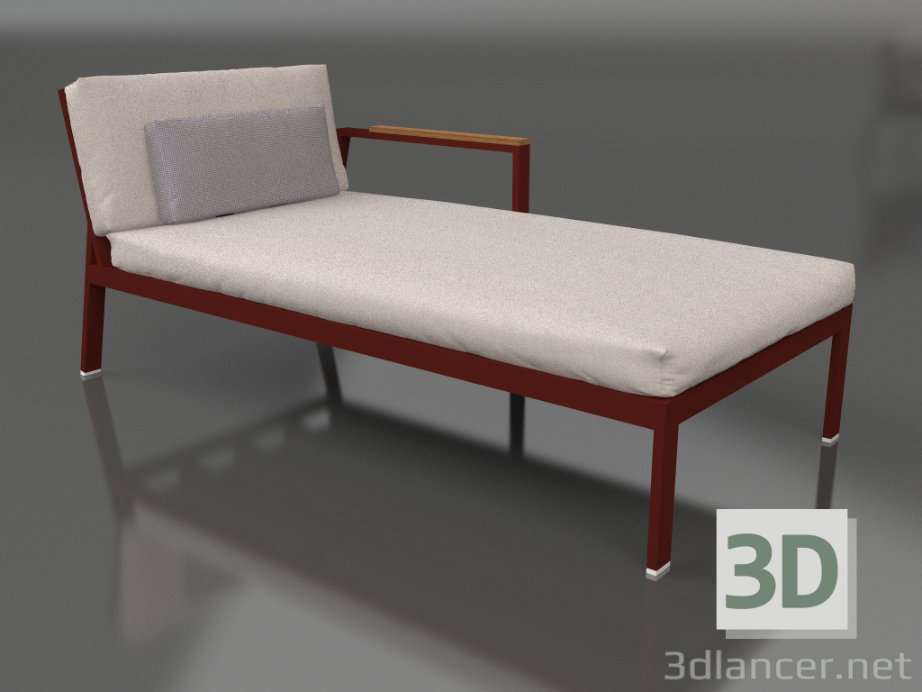 modello 3D Modulo divano, sezione 2 destra (Rosso vino) - anteprima