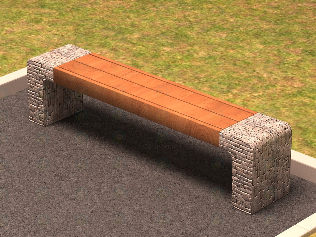 banco de piedra 3D modelo Compro - render
