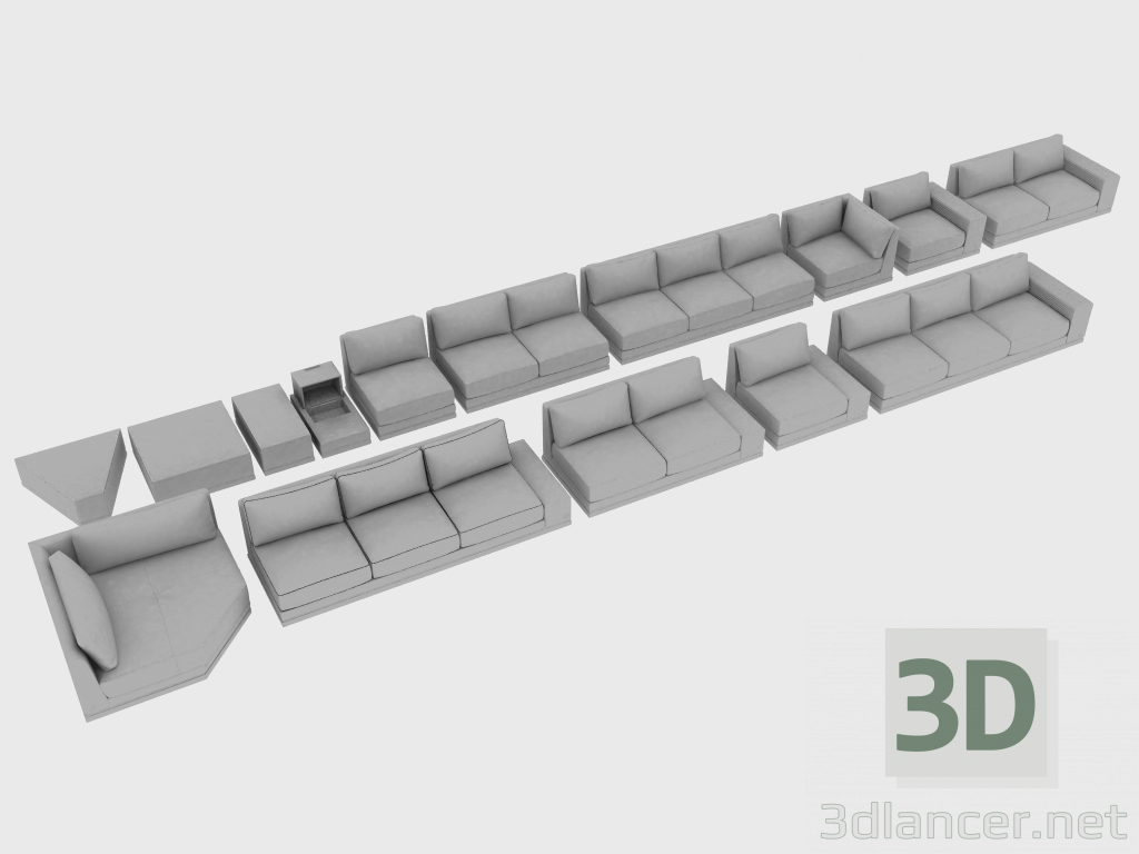 3d модель Элементы дивана модульного COHEN – превью