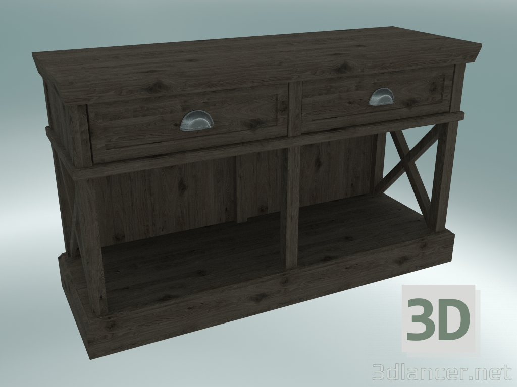 3d model Cambridge TV stand with 2 drawers small (Dark Oak) - preview