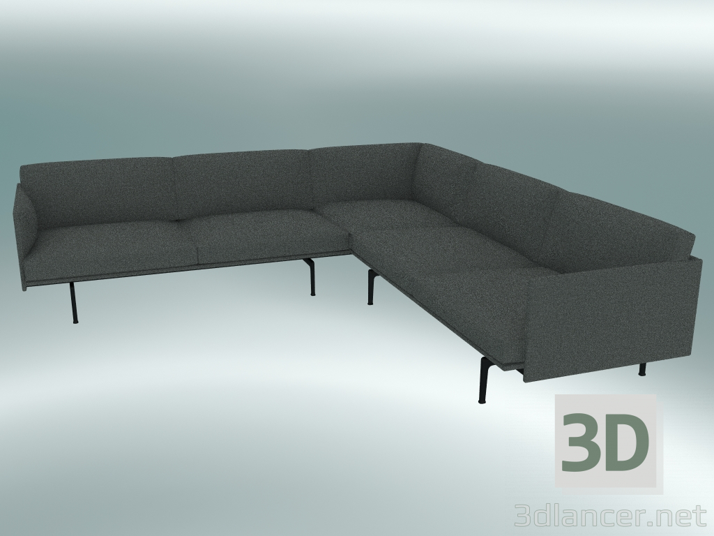 modello 3D Divano angolare Outline (Remix 163, Nero) - anteprima