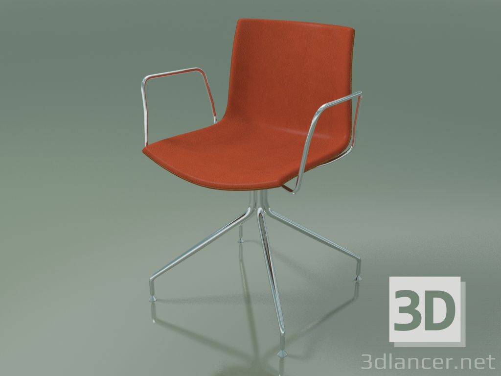modèle 3D Chaise 0331 (pivotante, avec accoudoirs, avec garniture avant, effet teck) - preview