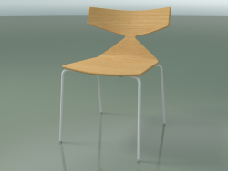 Stapelbarer Stuhl 3701 (4 Metallbeine, natürliche Eiche, V12)