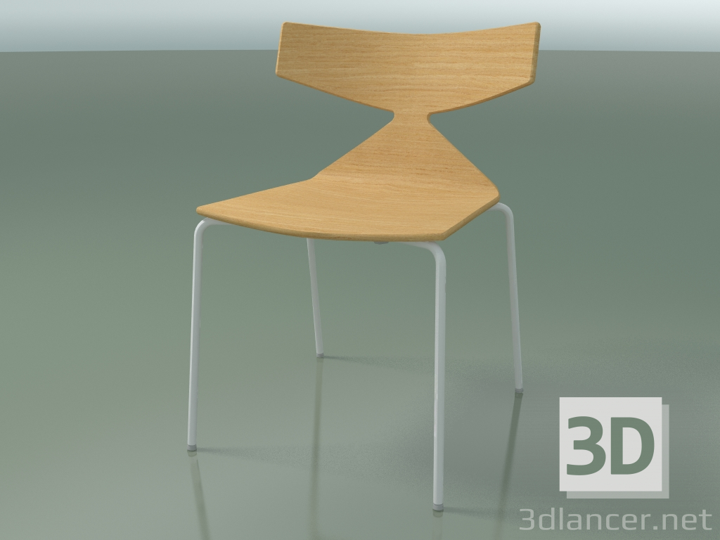 modèle 3D Chaise empilable 3701 (4 pieds en métal, chêne naturel, V12) - preview