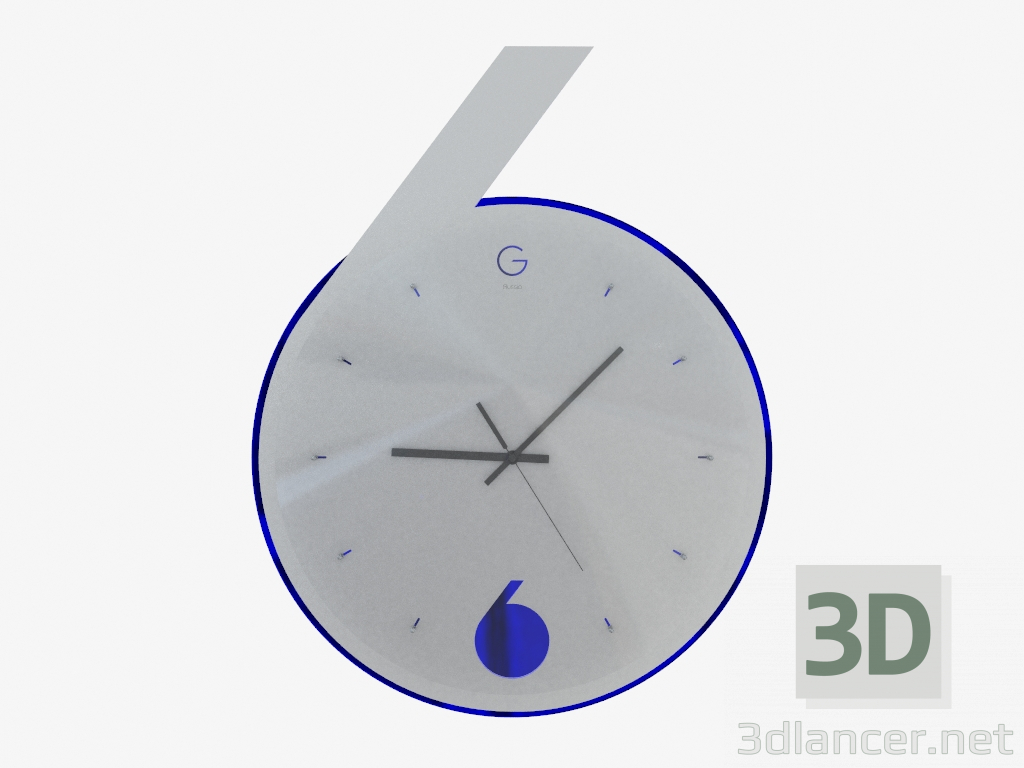3d model Wall clock with backlight in the form of sixes - preview