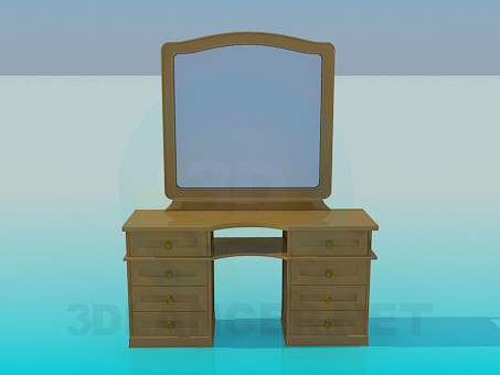 modello 3D Specchio in legno - anteprima