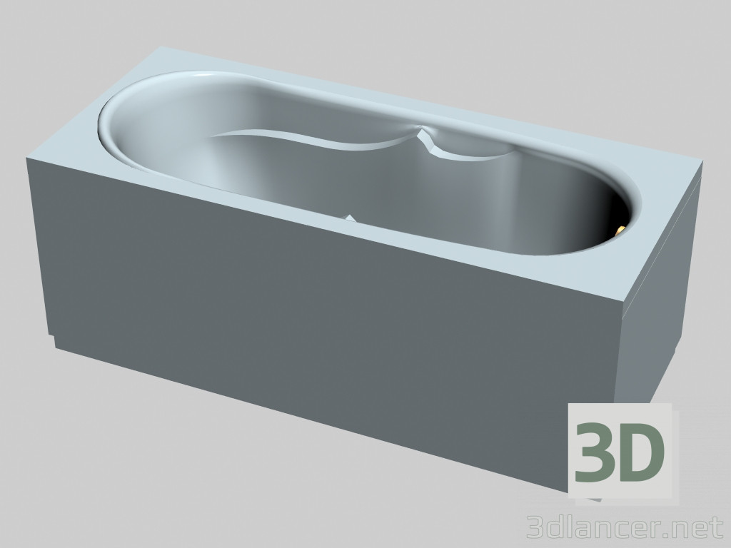 modello 3D Vasca da bagno rettangolare con pannelli Vanda (160 x 70) - anteprima