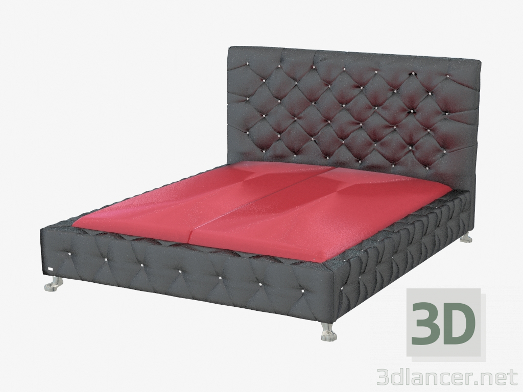 3d model Double bed in leather upholstery W140160 - preview