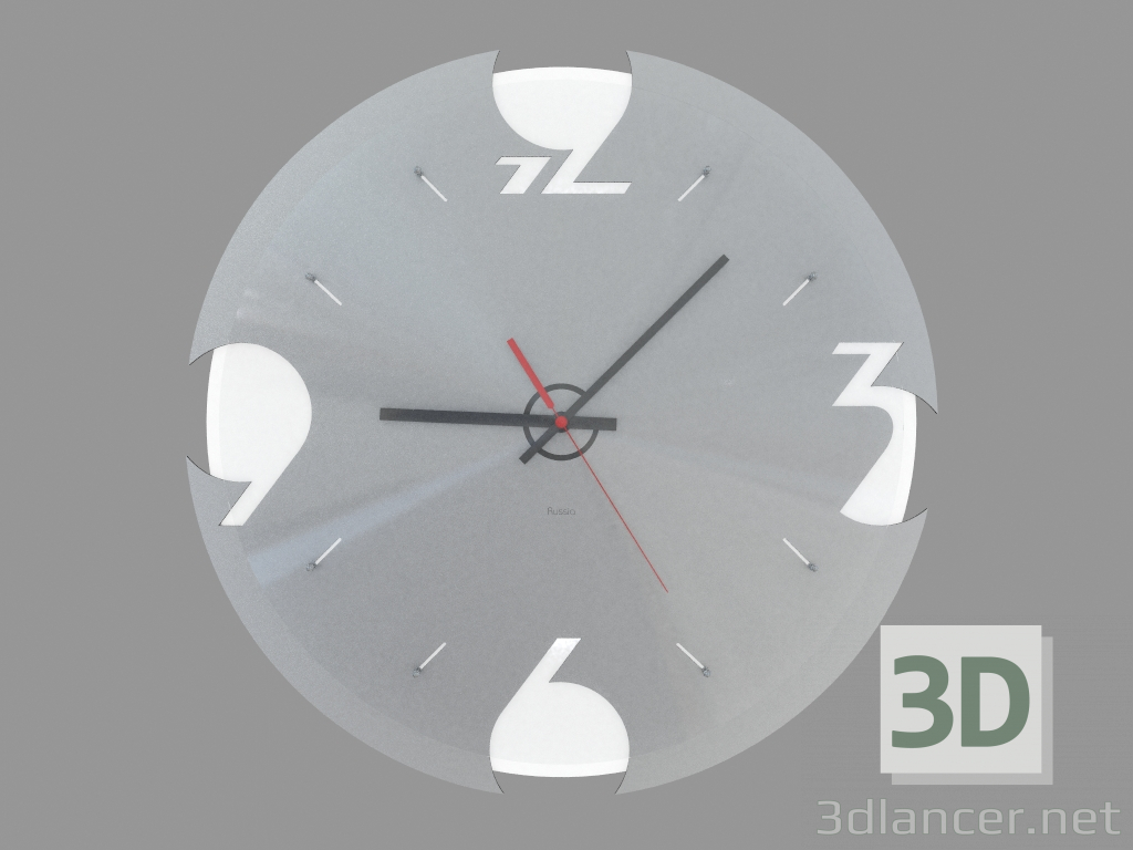 3d model Reloj de pared con luz de fondo y esfera de aluminio - vista previa