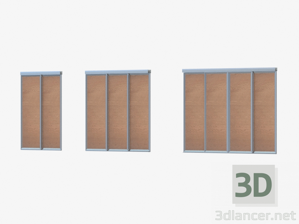 modello 3D Interroom partizione A1 (noce di legno argento) - anteprima