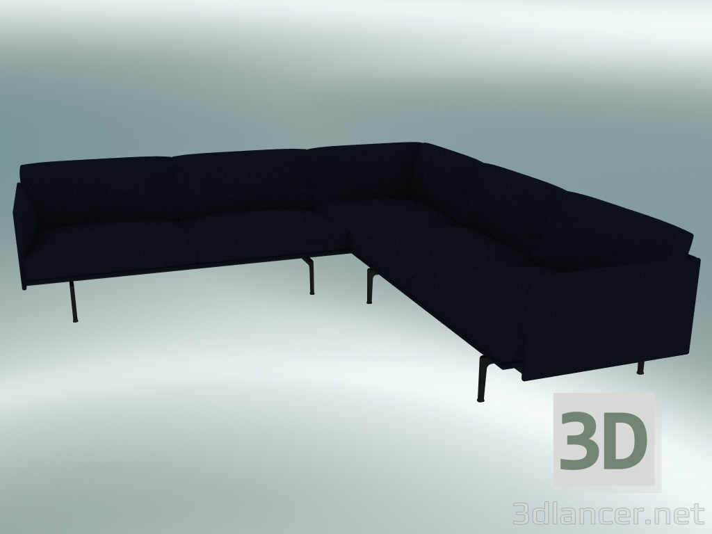 3D modeli Köşe kanepe anahat (Vidar 554, Siyah) - önizleme