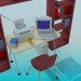 modèle 3D Étagères, bureau d’ordinateur pour le cabinet de travail - preview