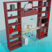 modello 3D Scaffalature, scrittorio del calcolatore per gabinetto di lavoro - anteprima