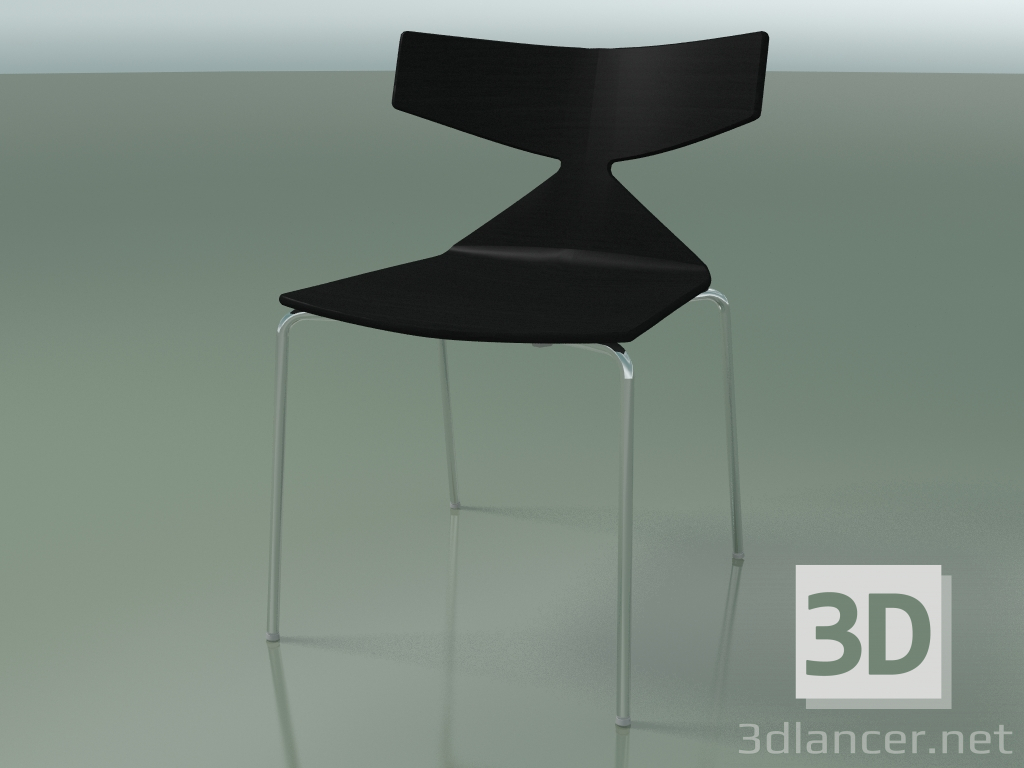 3d model Stackable chair 3701 (4 metal legs, Black, CRO) - preview