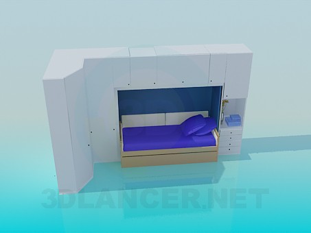 3 डी मॉडल बेडरूम में फर्नीचर का सेट - पूर्वावलोकन