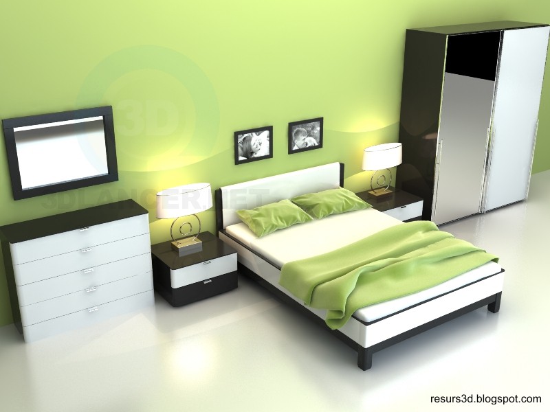 3D Modell Schlafzimmer Luseta - Vorschau