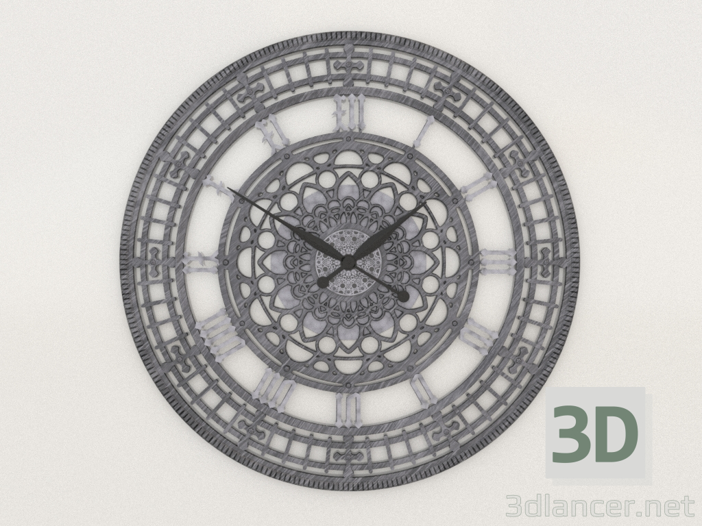 modello 3D Orologio da parete Torre (1.2m, argento) - anteprima