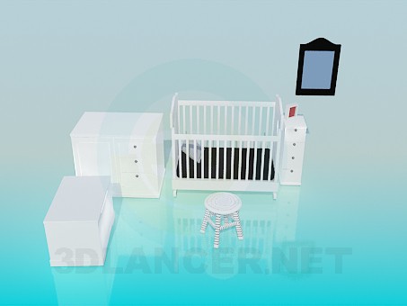 Modelo 3d Conjunto de mobiliário infantil - preview