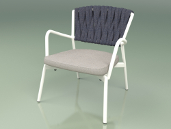 असबाबवाला कुर्सी 227 (धातु दूध, गद्देदार बेल्ट ग्रे-नीला)