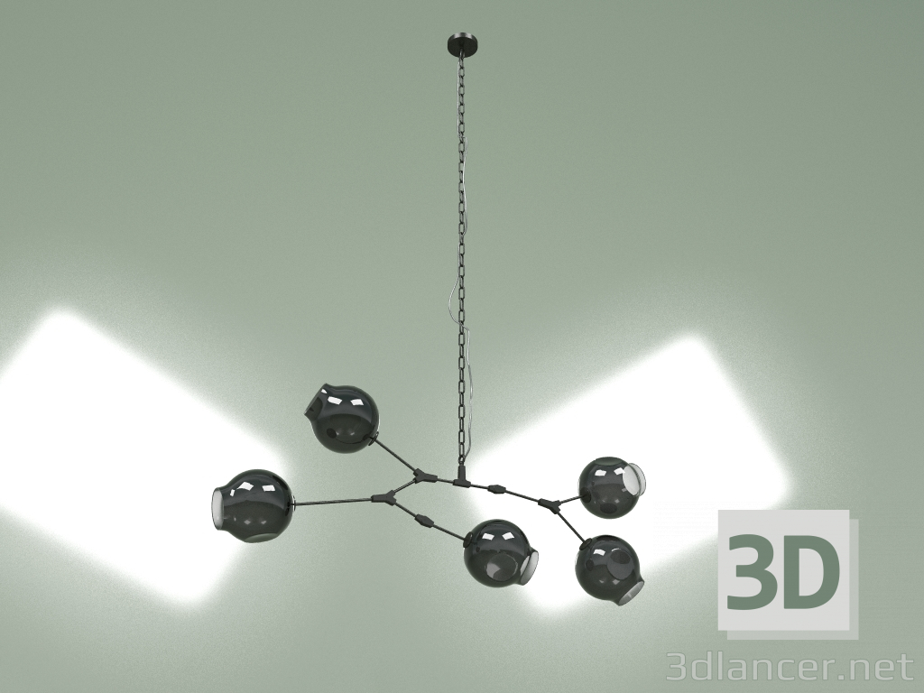 modèle 3D Suspension Branching Bubbles Summer 5 lumières hauteur 90 (gris fumé, noir) - preview