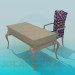 3D Modell Schreibtisch mit einem Stuhl im Stil Barock - Vorschau