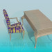 modello 3D Scrivania con una sedia in stile barocco - anteprima