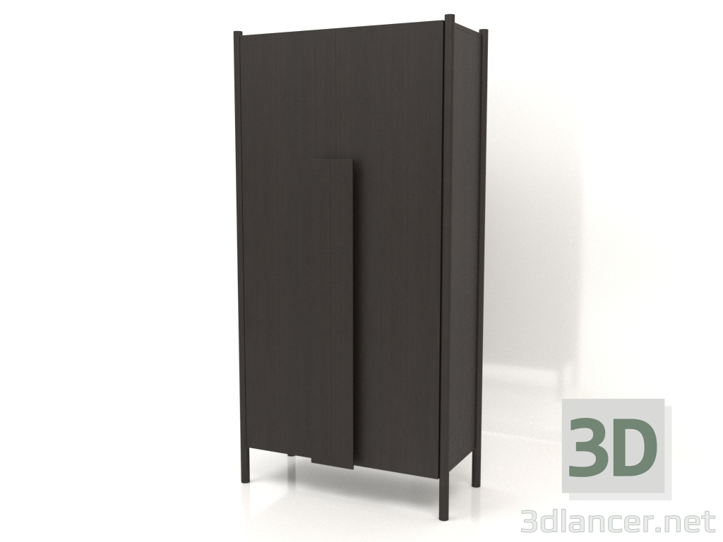 3D Modell Garderobe mit langen Griffen (ohne Rundung) B 01 (1000x450x2000, Holzbraun dunkel) - Vorschau
