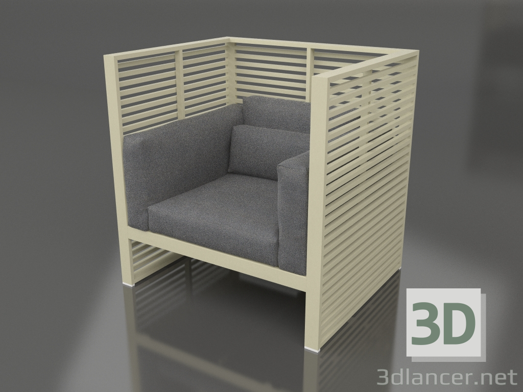 modello 3D Poltrona lounge Normando con schienale alto (Oro) - anteprima