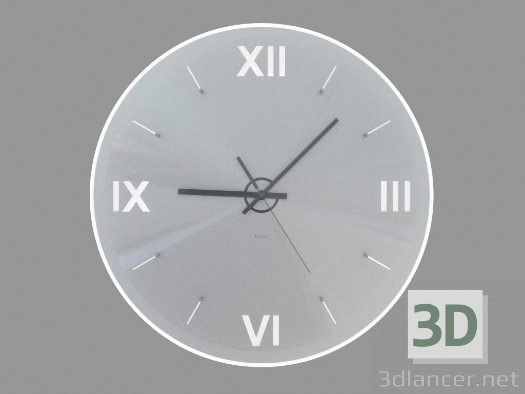 modello 3D Orologio da parete rotondo con retroilluminazione e numeri romani - anteprima