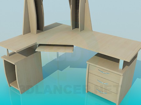modèle 3D Bureau d’ordinateur - preview