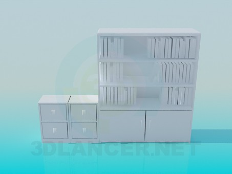 3D Modell Schrank für Bücher - Vorschau