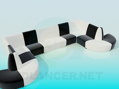 3d модель П-подібний диван – превью