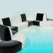 3d model U-shaped sofa - preview