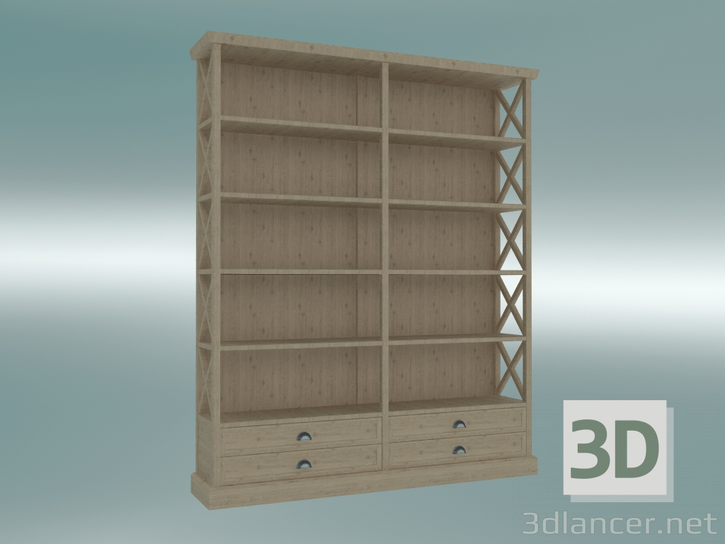 modèle 3D Bibliothèque Cambridge avec 4 tiroirs grand (Chêne gris) - preview