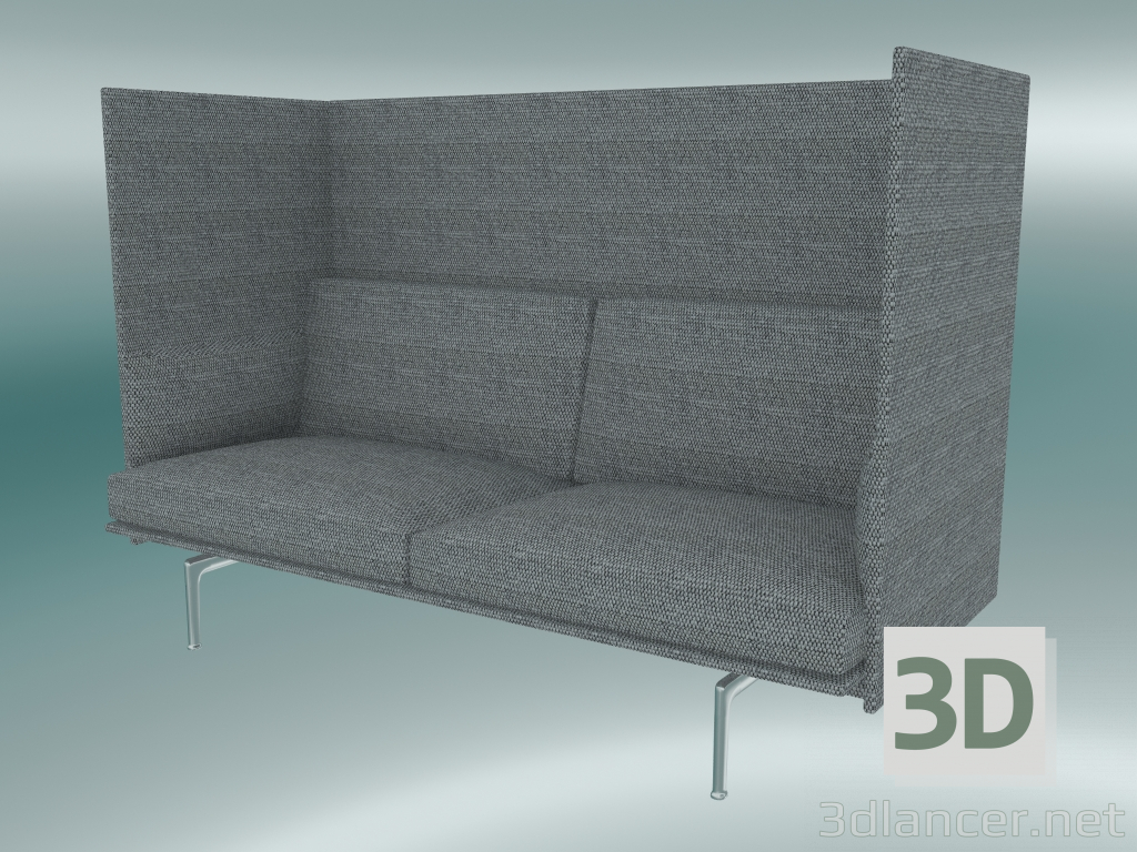 modello 3D Divano doppio con schienale alto Outline (Vancouver 14, alluminio lucidato) - anteprima