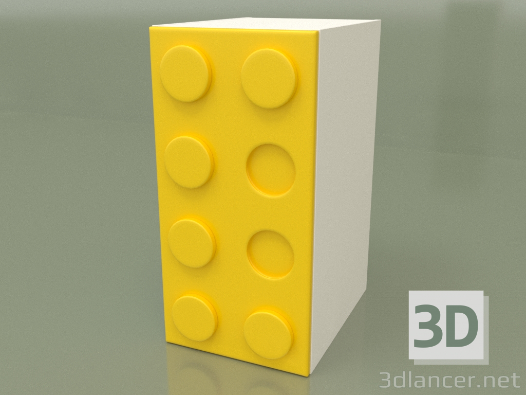 3D Modell Eintüriger Kleiderschrank (Gelb) - Vorschau