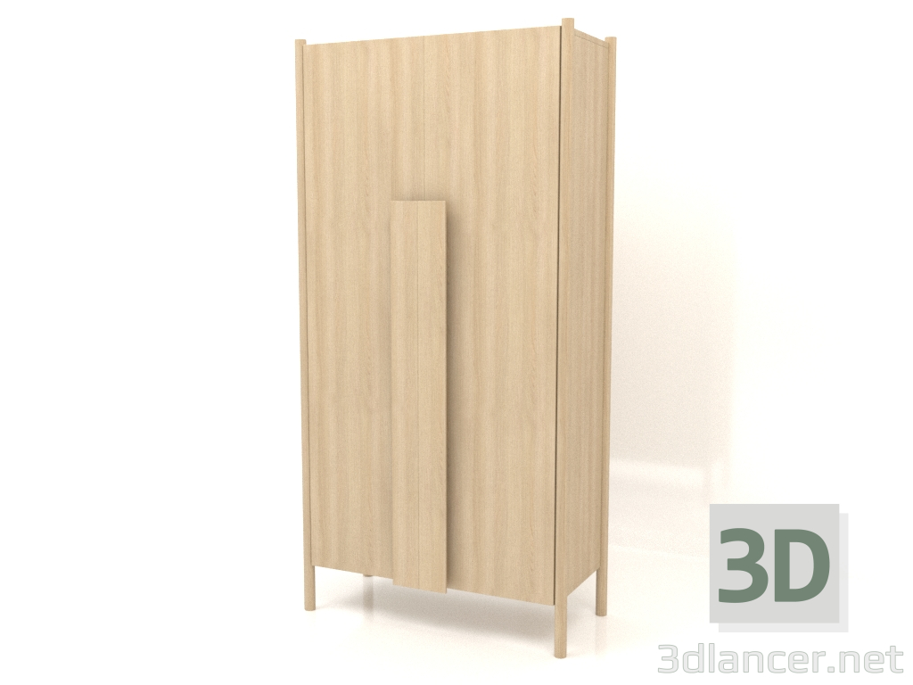 3D modeli Uzun kulplu gardırop (yuvarlaksız) W 01 (1000x450x2000, ahşap beyazı) - önizleme