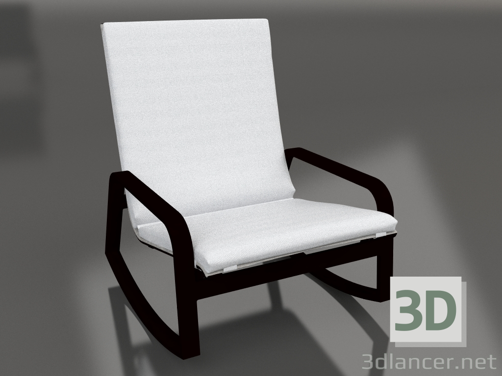 modello 3D Sedia a dondolo (Nera) - anteprima