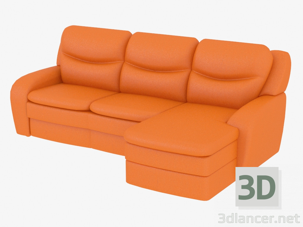 Modelo 3d Sofá de couro para três pessoas - preview