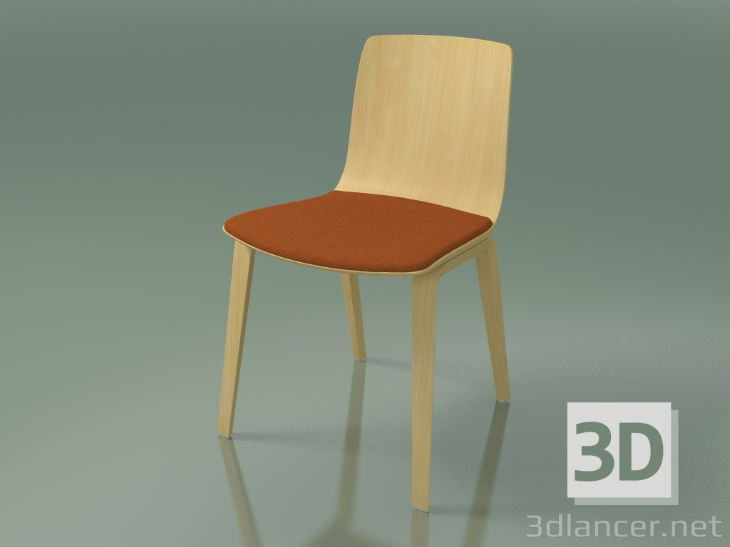modello 3D Sedia 3978 (4 gambe in legno, con cuscino sul sedile, betulla naturale) - anteprima