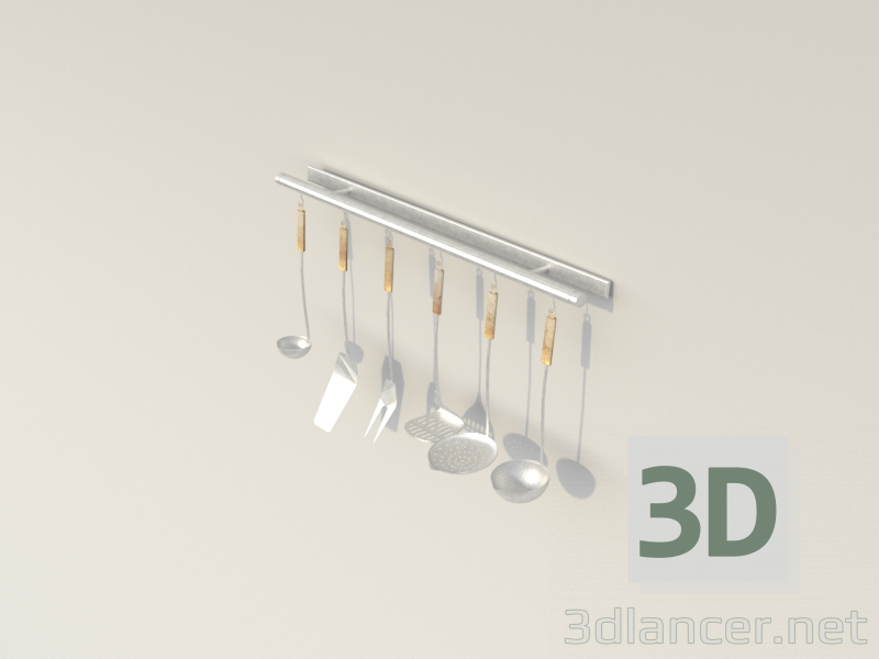 Modelo 3d Jogo, de, utensílios cozinha - preview