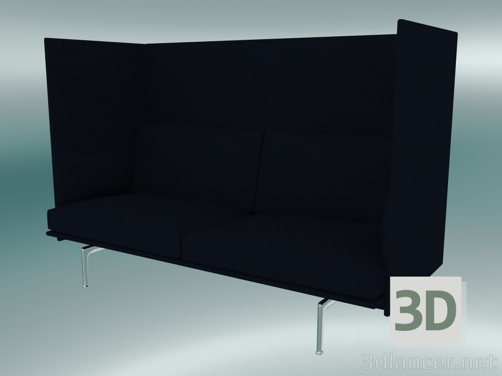 modello 3D Divano doppio con schienale alto Outline (Vidar 554, alluminio lucidato) - anteprima