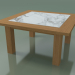 modello 3D Tavolino da caffè in teak naturale, marmo di Carrara bianco da incasso, Outdoor InOut (13) - anteprima