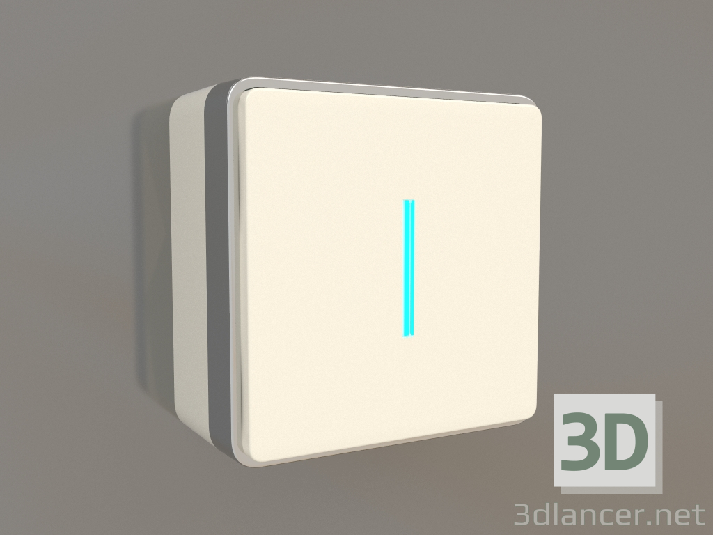 Modelo 3d Interruptor de tecla única com luz de fundo (marfim) - preview