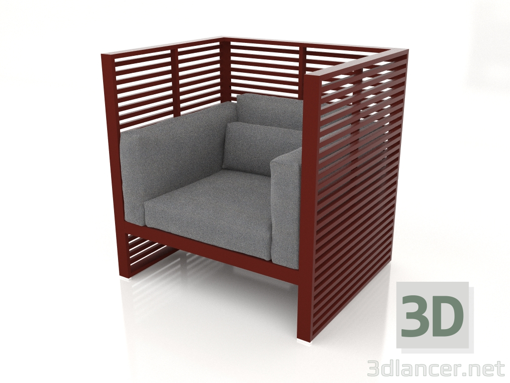 modello 3D Poltrona lounge Normando con schienale alto (rosso vino) - anteprima