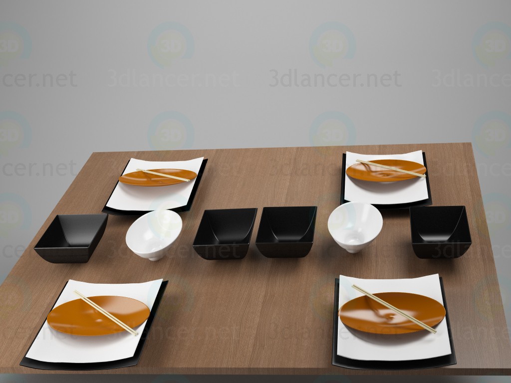 3d model set de platos - vista previa
